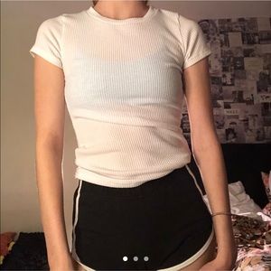 Plain White Ribbed Tee